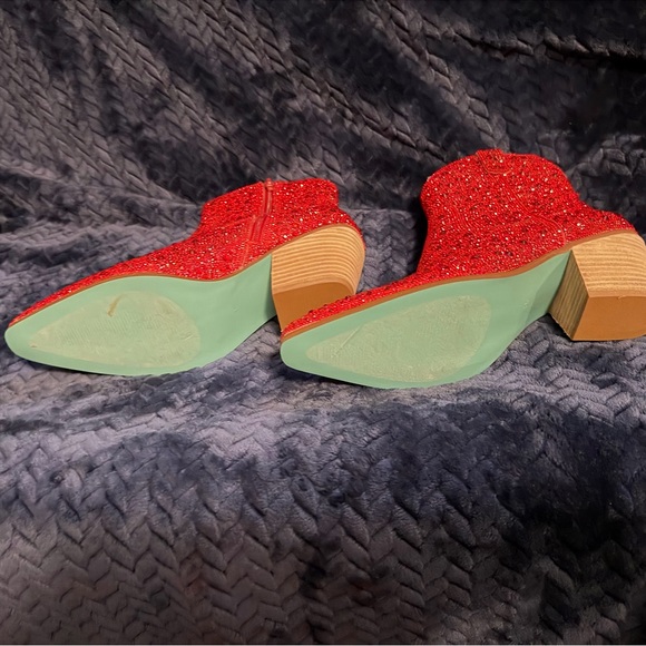 Betsey Johnson Glittering Red Ankle Booties - Picture 2 of 3